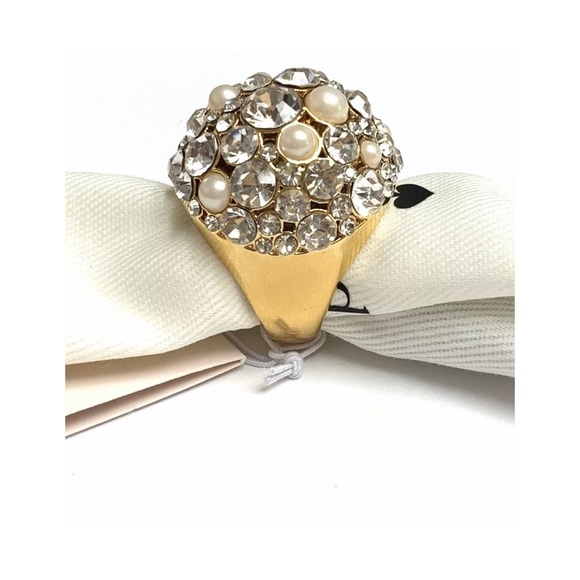 NWT Kate Spade ♠️ PICK A PEARL 12-K Gold Plated Glass Stones/ Pearls Ring-Sz.7 - Picture 8 of 12